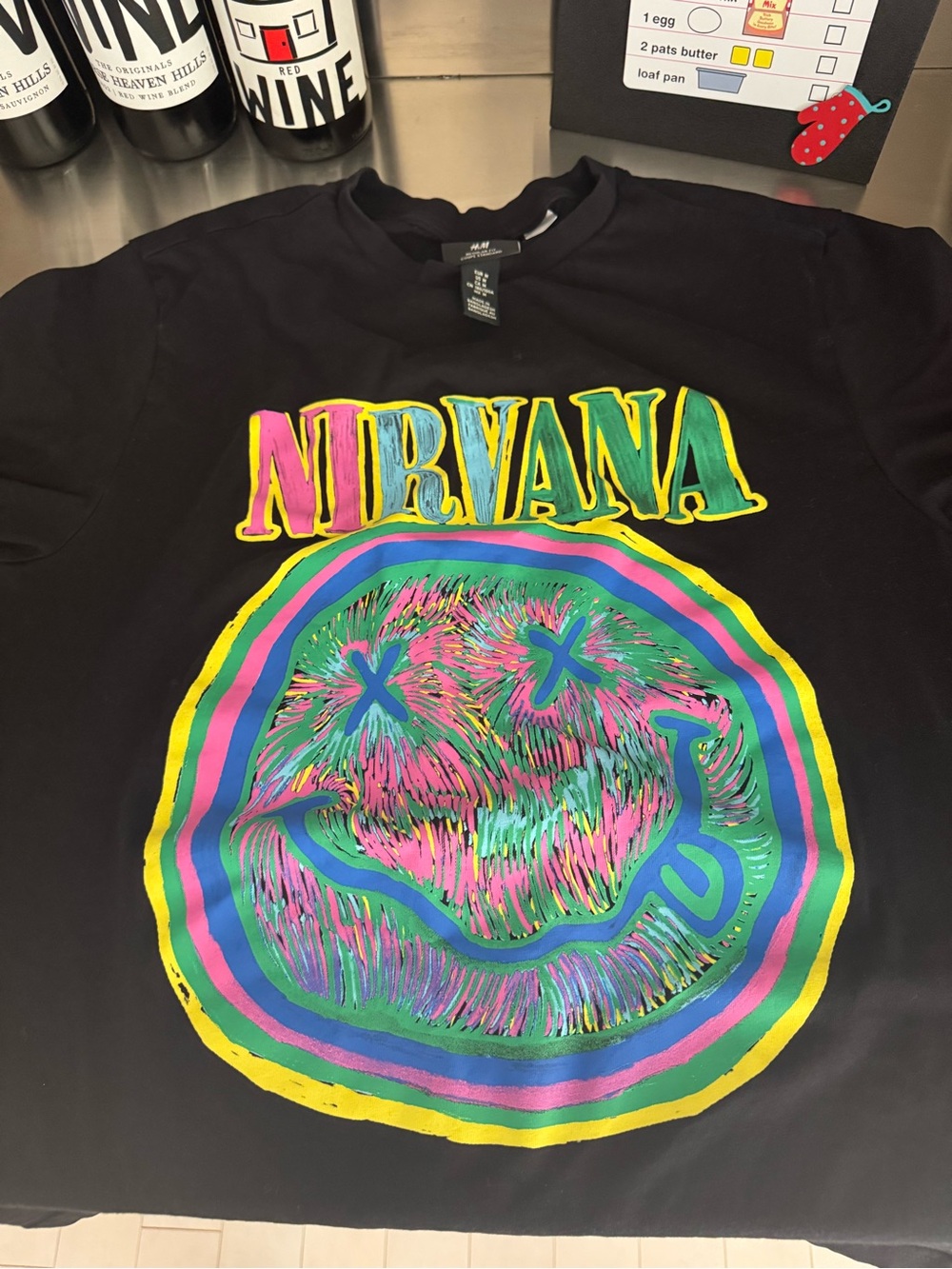 H&M Black Kids' Nirvana Neon Multicolor Graphic Tee